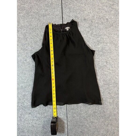 Ann Taylor Blouse Top Womens Large Black Silk Round Neck Keyhole Back Sleeveless - Picture 1 of 6